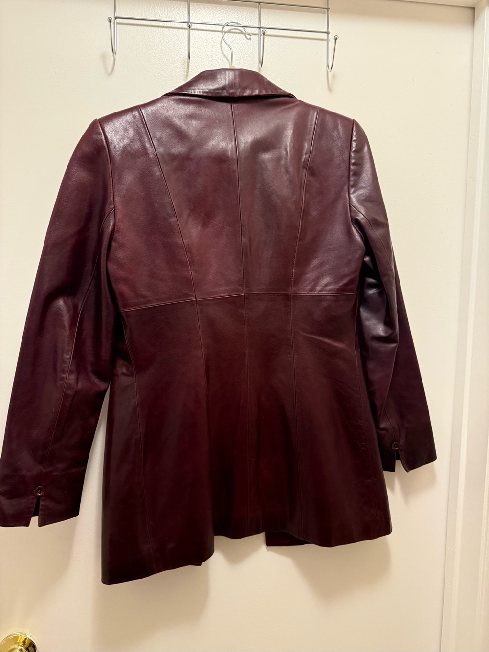 Vintage bebe Burgundy Leather Button Jacket - Picture 7 of 7